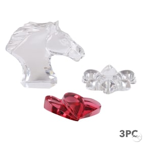 Baccarat Heart Horse Fleur de Lis Paperweight LOT