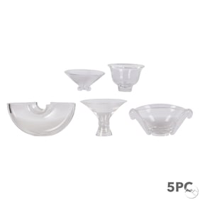 Steuben Crystal Art Glass Dish Bowls SIGNED 5p LOT