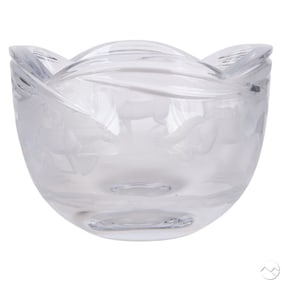 Faberge Crystal Equestrian Bowl LE SIGNED with Box