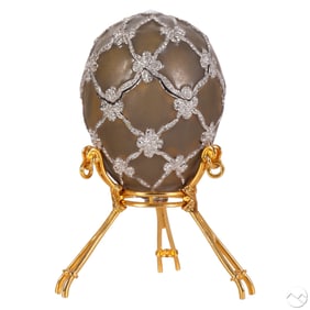 Faberge Imperial Style Enamel Swan Egg & Necklace