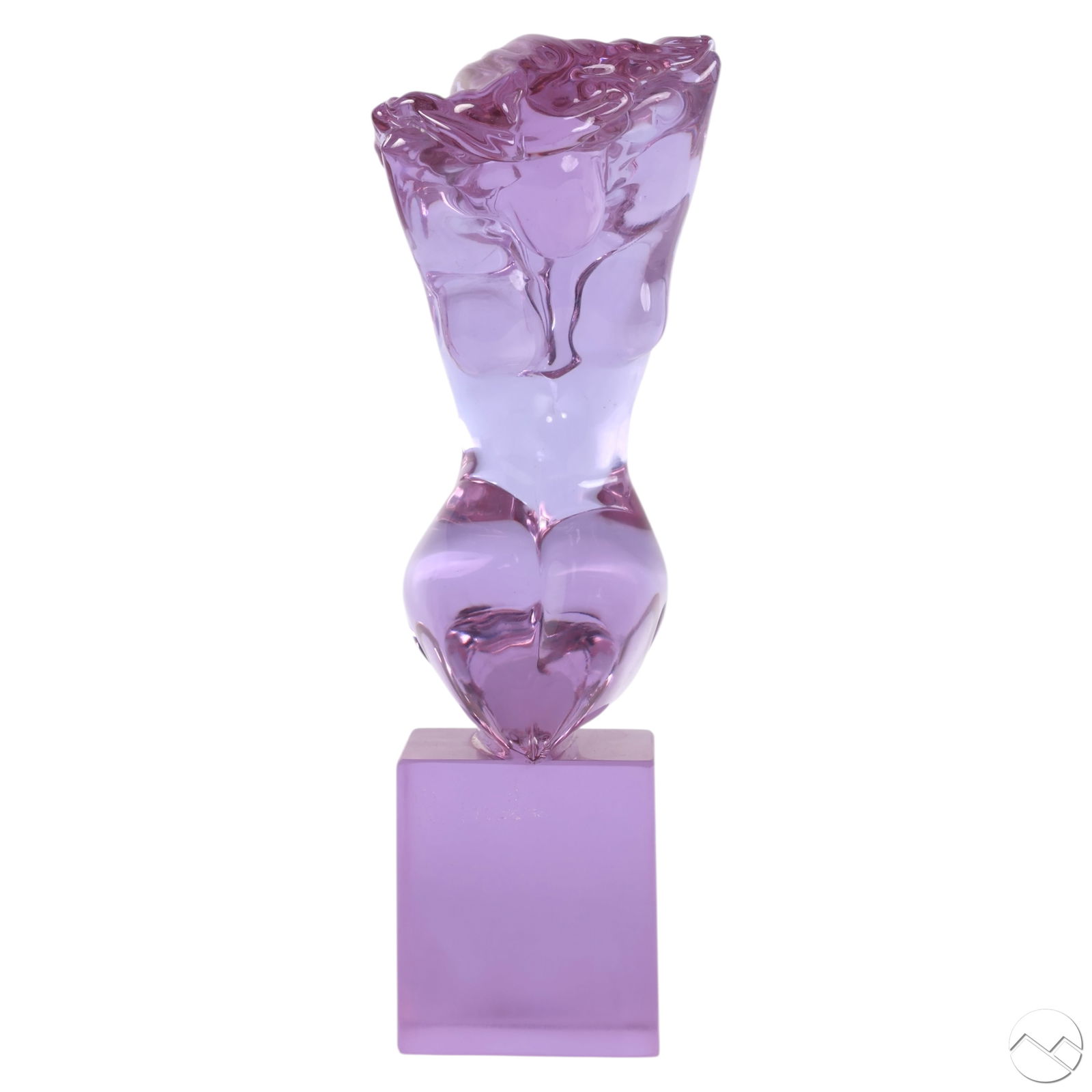 Murano R Anatra Alexandrite Glass Nude Sculpture: Murano Italian art glass Alexandrite nude sculpture by Renato Anatra, featuring a light-reactive abstract molded female form on a square base. The glass shifts in color from light blue to lavender pur