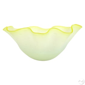 Murano Italian Yellow Glass Pulegoso Bowl SIGNED