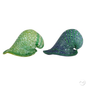 Italian Murano Glass Seaform Organic Vases 2pc LOT