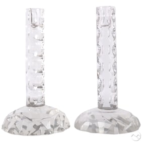 Pair Archimedes Seguso Murano Glass Candlesticks