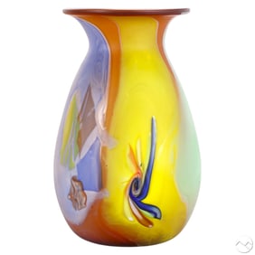 Studio Art Glass Multi-Color Abstract Vase SIGNED