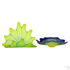 Studio Art Glass Seaform Centerpiece Bowl 2pc LOT