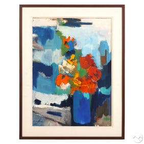 Modern Abstract Floral Still Life Painting SIGNED