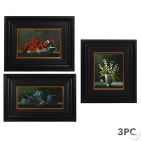 Yfje Jong b.1938 Floral Sill Life Painting 3pc LOT