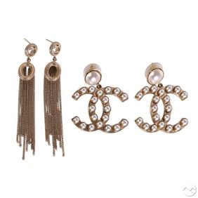Chanel Coco CC Chain Tassel Swing Earrings w/ BOX