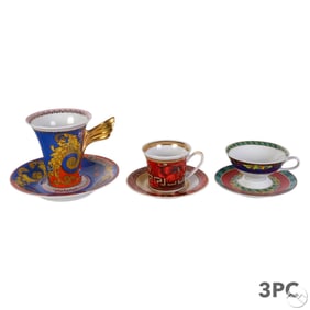 Versace Rosenthal Demitasse Cups & Saucer 3pc LOT
