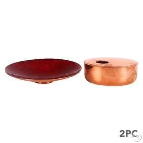 Georg Jensen Copper Box and Steinbock Enamel Dish
