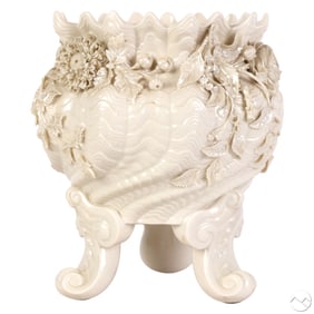 Belleek Porcelain Footed Black Mark Jardiniere