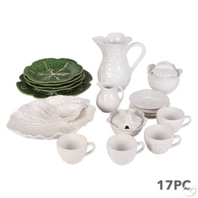 Mixed Portuguese Cabbage Ware Pottery 17pc LOT