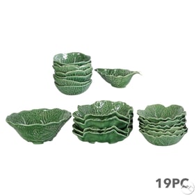 Bordallo Pinheiro Majolica Cabbage Ware 19pc SET
