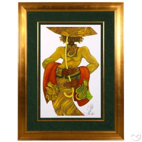Charles Bibbs b.1948 Yellow Umbrella Litho SIGNED