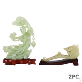 Chinese Carved Jade Type Belt Hook & Quanyin LOT