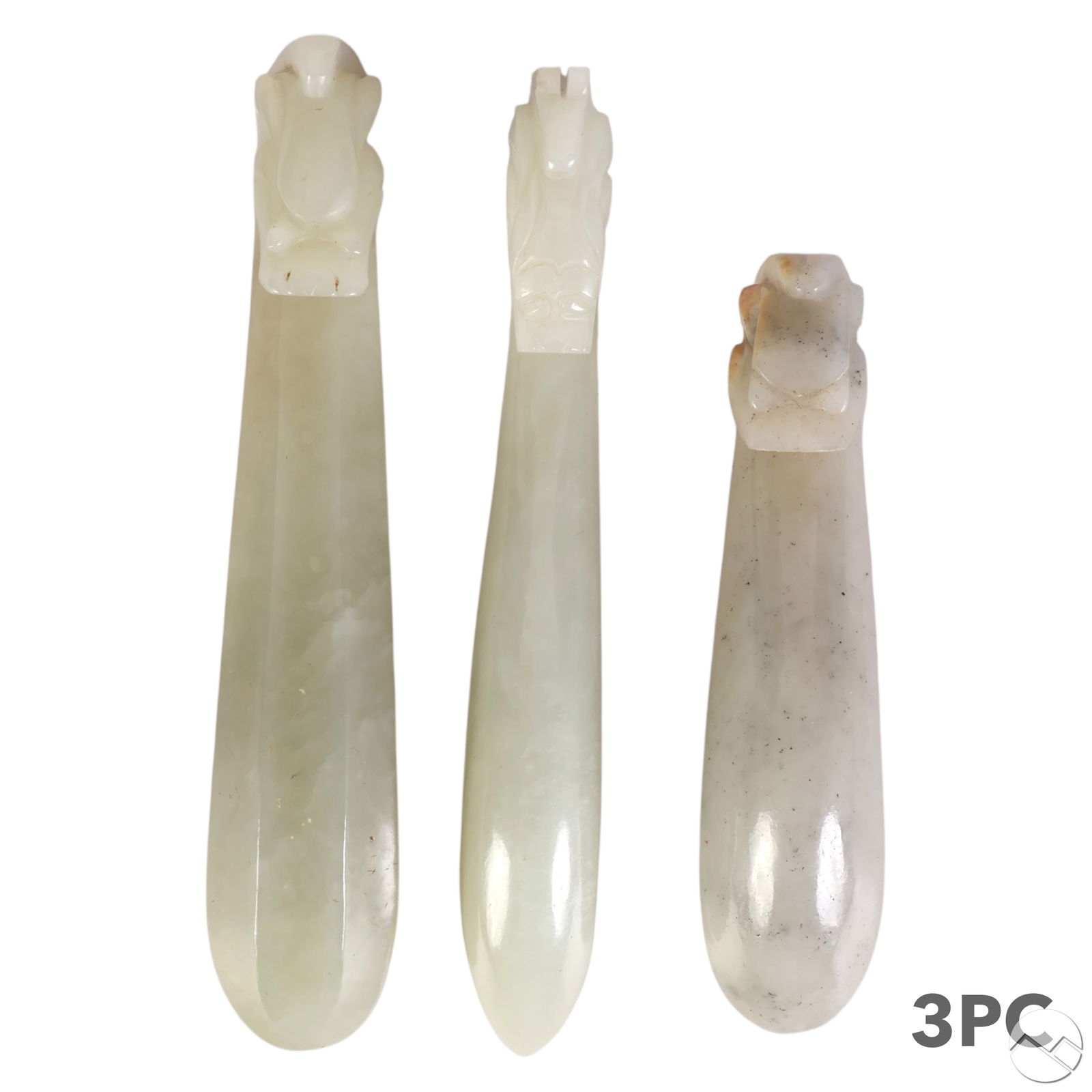 Chinese Carved Jade Type Dragon Head Belt Hook LOT (1 of 8)