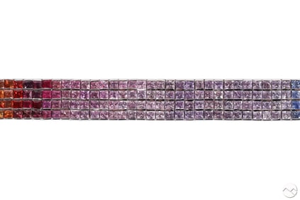 14k White Gold Rainbow Color Sapphire Bracelet