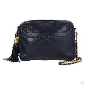 Chanel Vintage Navy Quilted Leather Shoulder Bag