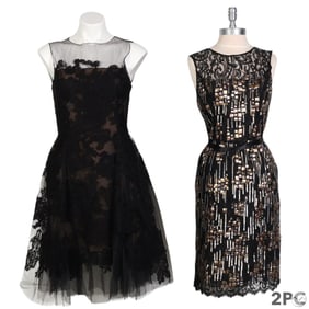 Oscar de la Renta Lace Illusion Gowns Sz 6 2pc LOT