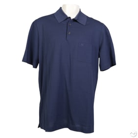 Hermes Blue Cotton Men's Pique Polo Shirt Size XXL