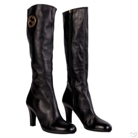 Gucci Luxury Ladies' Black Leather Knee Boots s 38