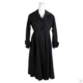 Gucci Italy Luxury Black Pleated Trench Coat Sz 44