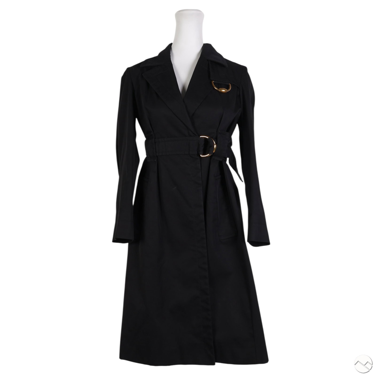 Gucci Italian Black Belted Horsebit Trench Coat 40 (1 of 8)