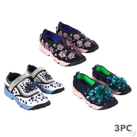 DIOR 3 Pairs of Ladies Embellished Sneakers s 35.5