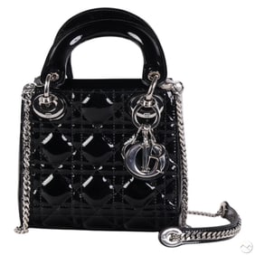 Christian Dior Black Patent Leather Lady Dior Mini
