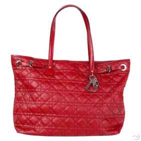 Christian Dior Burgundy Panarea Cannage Quilt Tote