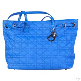 Christian Dior Blue Panarea Cannage Quilt Tote Bag
