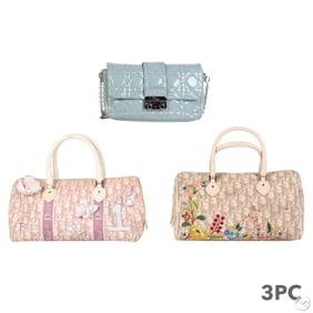 Christian Dior Designer Vintage Bag Purse 3pc LOT