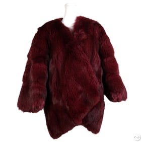 Moscow Fashion House Dyed Burgundy Fox Fur Coat