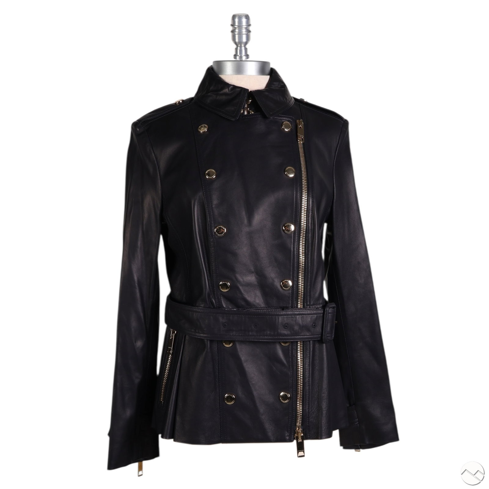 Burberry London Black Leather Moto Jacket Size 42 (1 of 9)