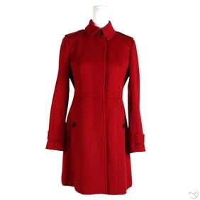 Burberry London Red Wool Cashmere Trench Coat sz 42