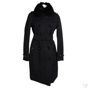 Burberry London Black Belted Trench Coat Size 42