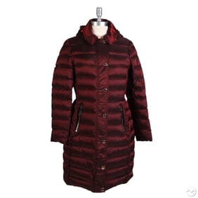 Burberry London Burgundy Quilted Coat Size Medium