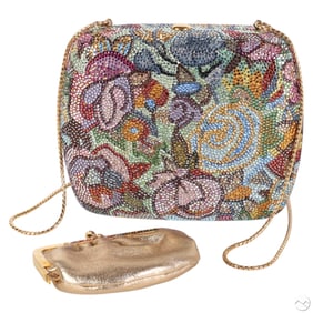 Judith Leiber Multicolor Floral Minaudiere Clutch