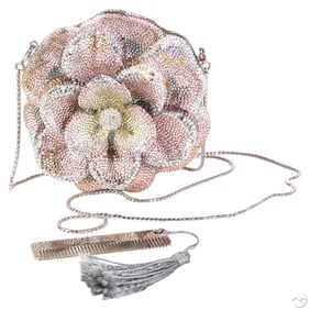 Judith Leiber Crystal Rose Shape Minaudiere Clutch