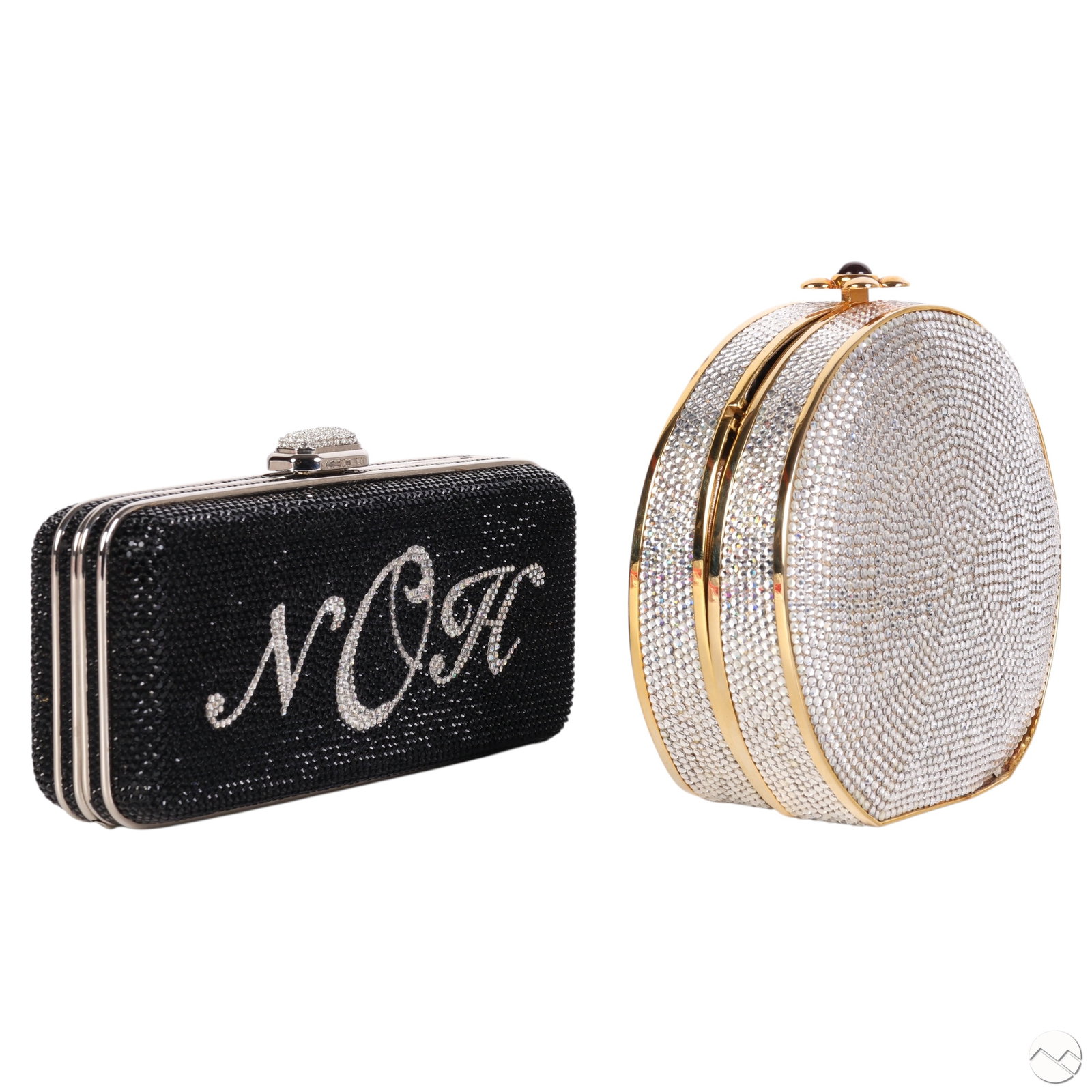 Judith Leiber Pair Crystal Minaudiere Clutch Purse (1 of 7)