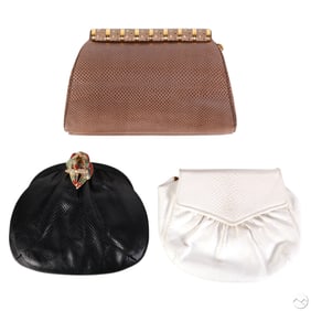Judith Leiber Exotic Skin Evening Purses 3pc LOT