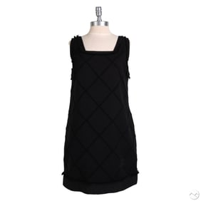 Chanel CC Black Sleeveless Quilted Knit Mini Dress