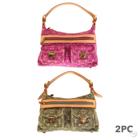 Louis Vuitton Monogram Denim Baggy PM bags 2pc LOT
