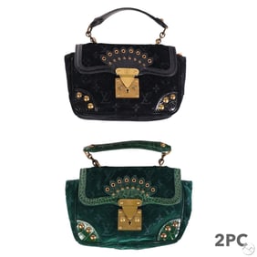 Louis Vuitton Black and Green Monogram Velvet Bags