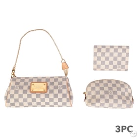 Louis Vuitton Eva Damier Azur White Purses 3pc LOT