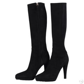 Valentino Black Pair of Suede Tall Boots Size 37.5