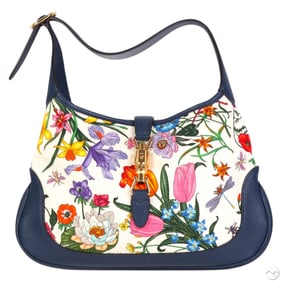 Gucci Jackie Hobo Flora Canvas Shoulder Bag Purse