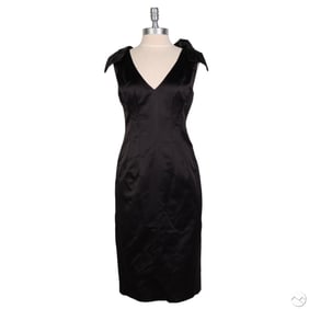 Prada Black Silk Duchesse Cocktail Dress Size 42