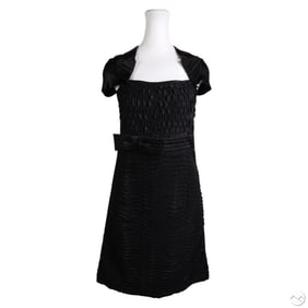 Prada Black Sculpted Silk Cap Sleeve Dress Size 40